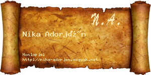 Nika Adorján névjegykártya